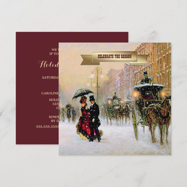Fine Art Christmas Holiday Party Invitations (Front/Back)