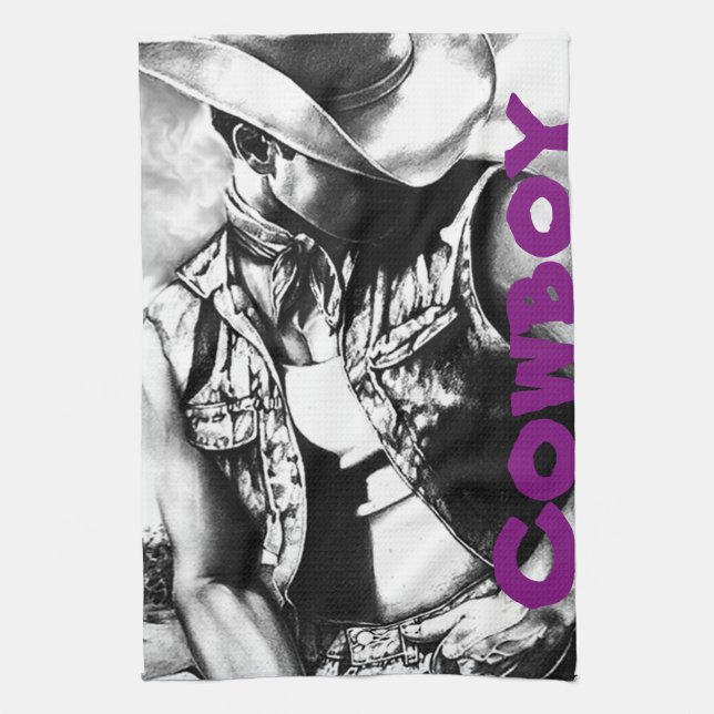 Fine Art Cowboy Kitchen Towels - creator "RjF".xx. (Vertical)