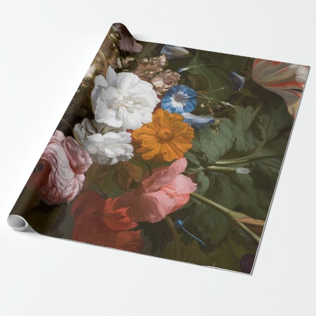 Fine Art Floral Decoupage Poster Wrapping Paper (Unrolled)