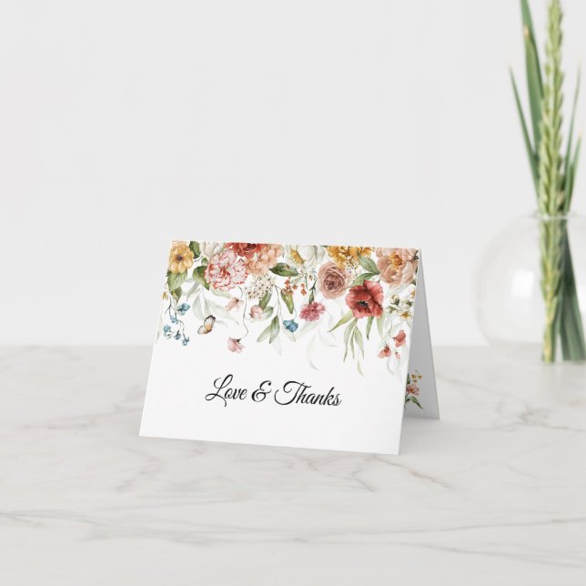 Fine Art Floral Drop Baby Shower Thank You Card (Front)