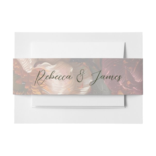 Fine Art Flower Painting Calligraphy Wedding Invitation Belly Band (Front Example)