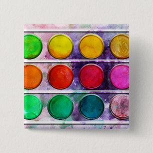 Fine Art Fun Colourful Paint Colour Box 15 Cm Square Badge