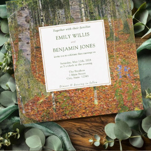 Fine Art Gustav Klimt Forest Nature Wedding Invitation