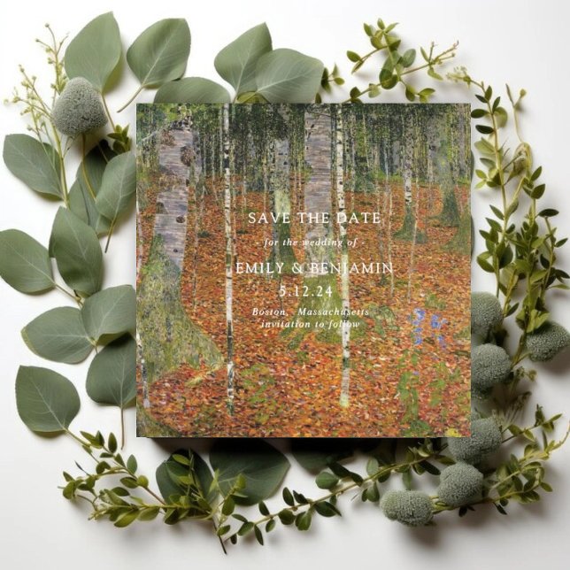 Fine Art Gustav Klimt Forest Nature Wedding Save The Date (Creator Uploaded)