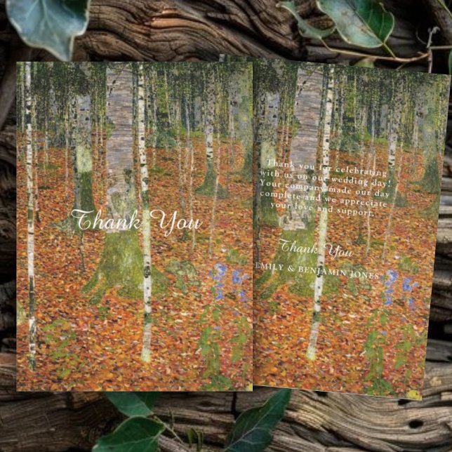 Fine Art Gustav Klimt Forest Nature Wedding Thank You Card (Creator Uploaded)