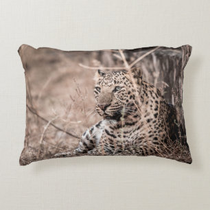 Fine art image of Huge wild male leopard or panthe Decorative Cushion