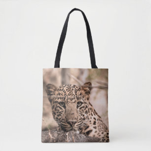 Fine art image of male leopard or panther portrait tote bag