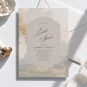 Fine Art Lake Landscape Faux Embossed Frame  Invitation