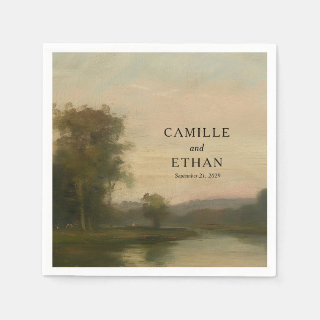 Fine Art Landscape Wedding Napkins (Front)
