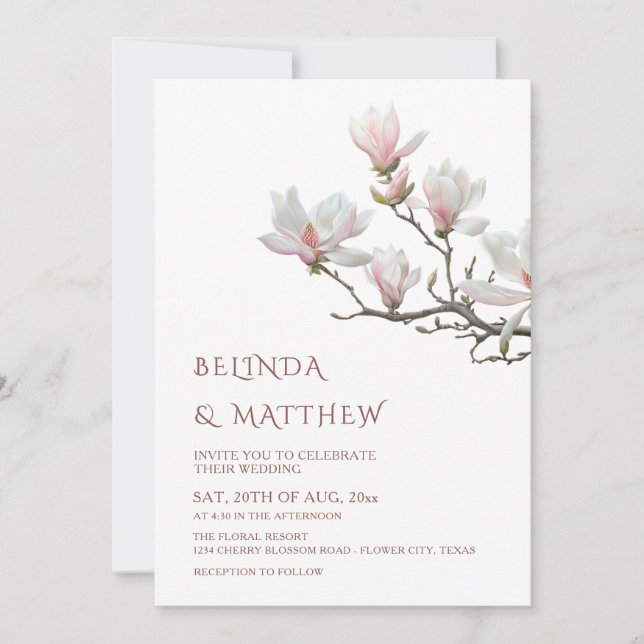 Fine Art Magnolia Casual Wedding Invitation (Front)