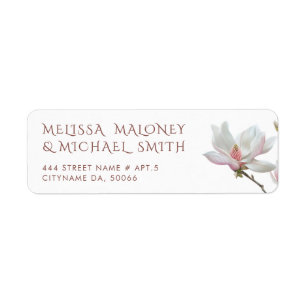 Fine Art Magnolia Flowers Wedding Return Address Label