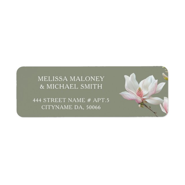 Fine Art Magnolia Flowers |  Wedding Return Address Label (Front)