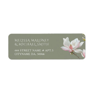 Fine Art Magnolia Flowers Wedding Return Address Label