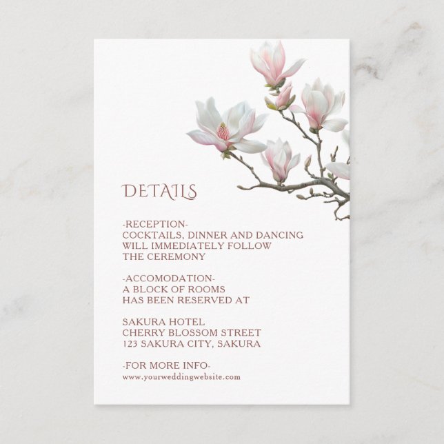 Fine Art Magnolia Wedding Enclosure Card (Front)