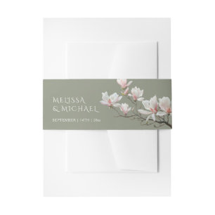 Fine Art Magnolia Wedding Invitation Belly Band