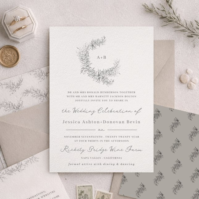 Fine Art Minimalist Botanical Wedding Invitation (Creator Uploaded)