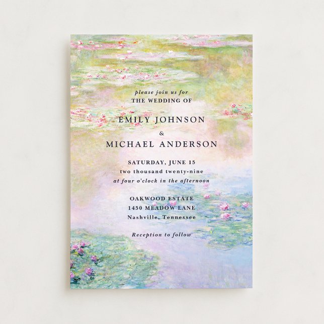 Fine Art Monet Water Lilies Wedding Invitation (Creator Uploaded)