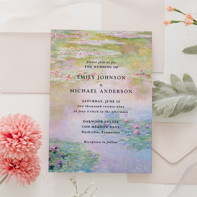 Fine Art Monet Water Lilies Wedding Invitation (Creator Uploaded)
