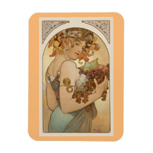 Fine Art Nouveau Jugendstil Alfons Mucha fruit Magnet
