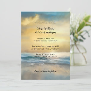 Fine Art Painted Beach Wedding Invitation