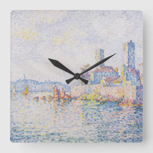 Fine Art Painting Lagoon Sea View Light Blue Square Wall Clock