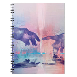 Fine art painting, surrealistic hand painted hands notebook