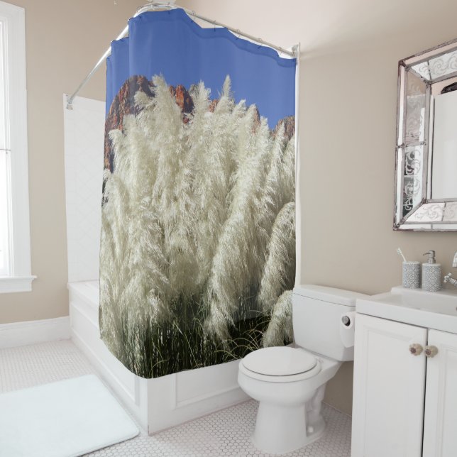 Fine Art Photo White Ornamental Pampas Grass Utah Shower Curtain (In Situ)