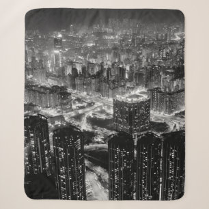 Fine art photography of Hong Kong city in contrast Sherpa Blanket
