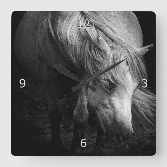 Fine Art Pony Head and Mane Square Wall Clock (Front)