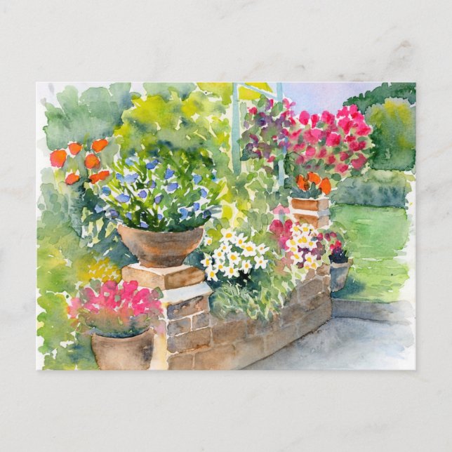 Fine Art Post Card - Garden Scene, Watercolour (Front)