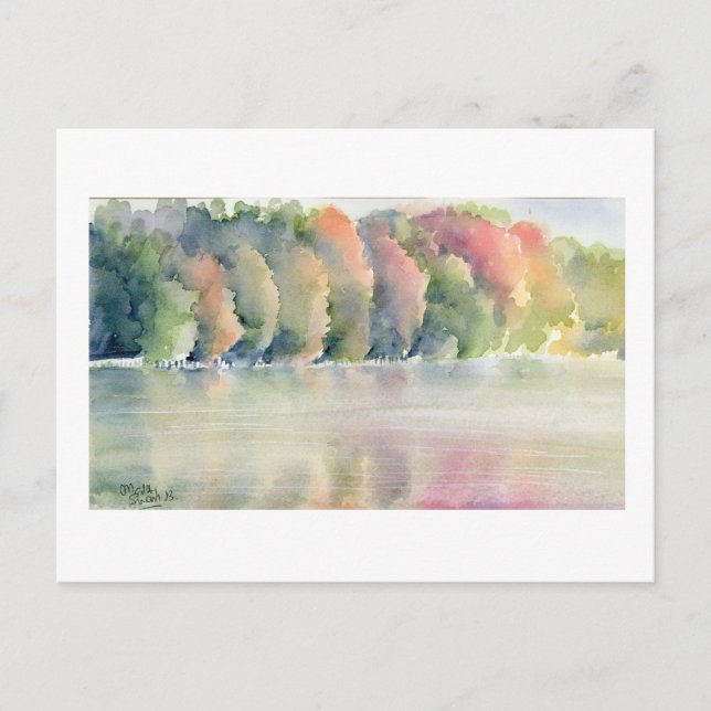 Fine Art Postcard- Autumn Lake, watercolour Postcard (Front)