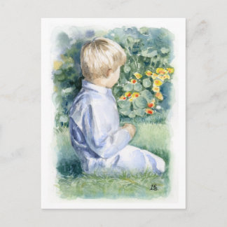 Fine Art Postcard- Boy Sitting in Grass Postcard