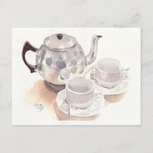 Fine Art Postcard- Tea Set, watercolour Postcard