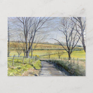 Fine Art Postcard- Winter in Kent, watercolour Postcard