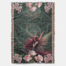 Fine Art Red Rose Floral Fairy and Pentagram