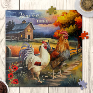 Fine Art Rooster Chicken Farm Puzzle