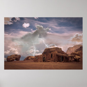 Fine Art Southwest Desert Lightning Landscape Poster
