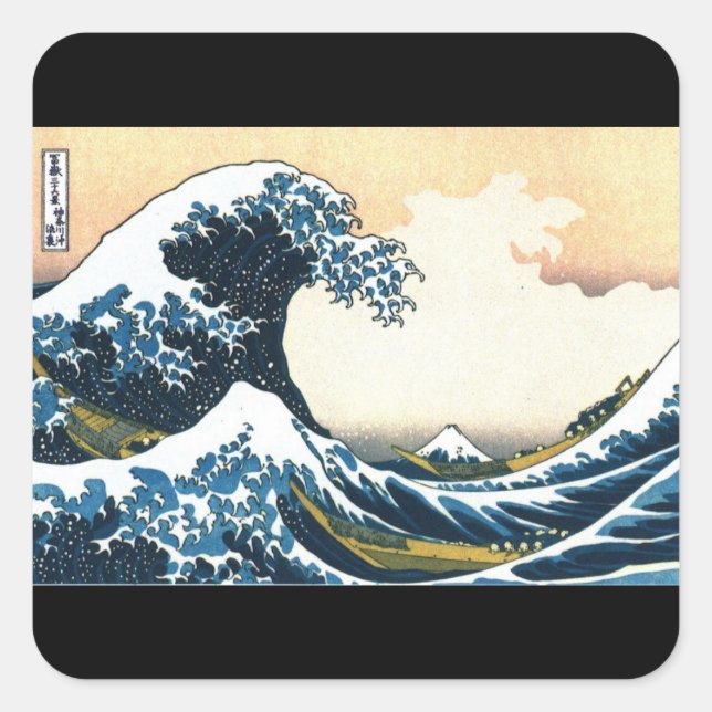 Fine Art sticker, Hokusai, The Great Wave Square Sticker (Front)