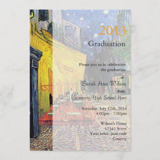 Fine art street cafe at night graduation party invitation