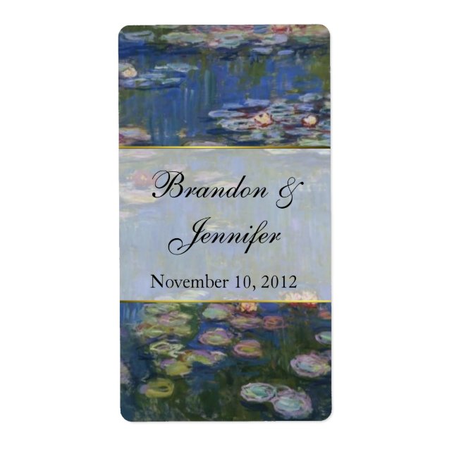 Fine Art Water Lilies Mini Wine Labels (Front)