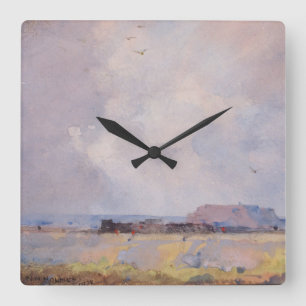 Fine Art Watercolor Landscape Plateau Country Square Wall Clock