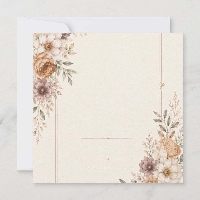 Fine Art Wedding Invitation with Romantic Painted  (Front)