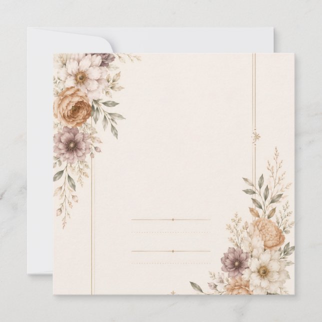 Fine Art Wedding Invitation with Romantic Painted  (Front)