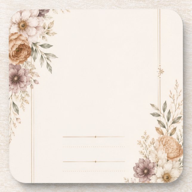 Fine Art Wedding Invitation with Romantic Painted  Coaster (Front)