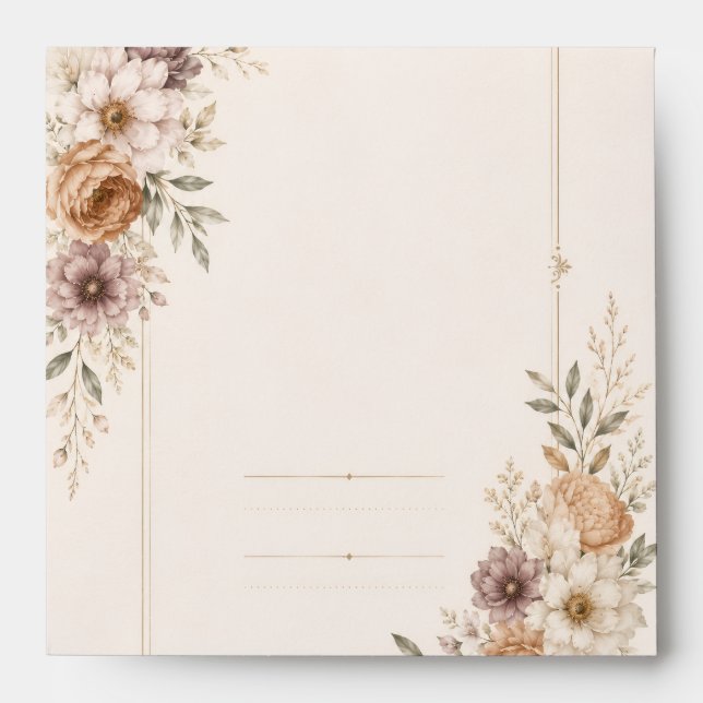 Fine Art Wedding Invitation with Romantic Painted  Envelope (Front)