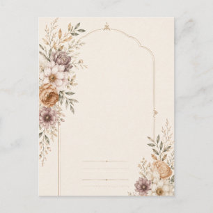Fine Art Wedding Invitation with Romantic Painted  Postcard