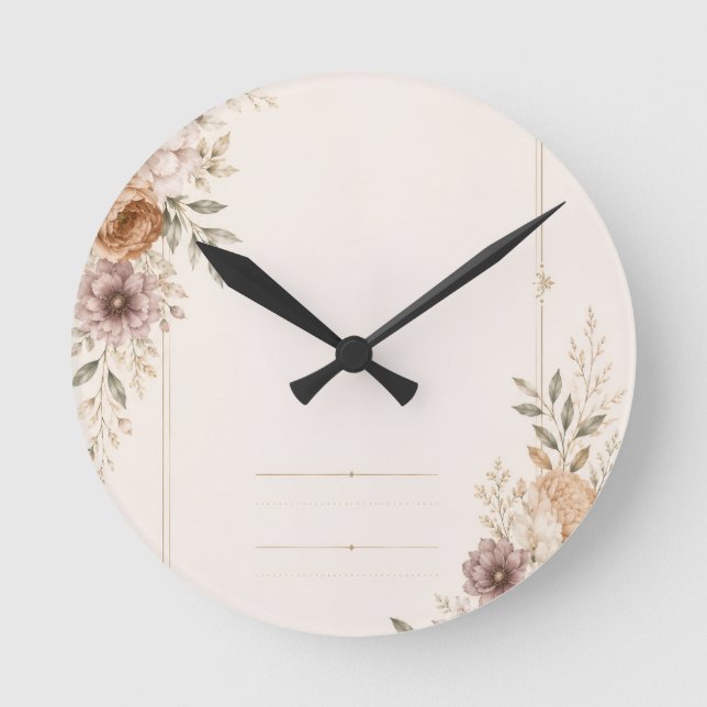Fine Art Wedding Invitation with Romantic Painted  Round Clock (Front)