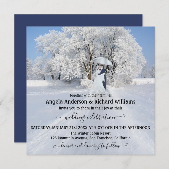 Fine Art Winter Wonderland Wedding Invitation (Front/Back)