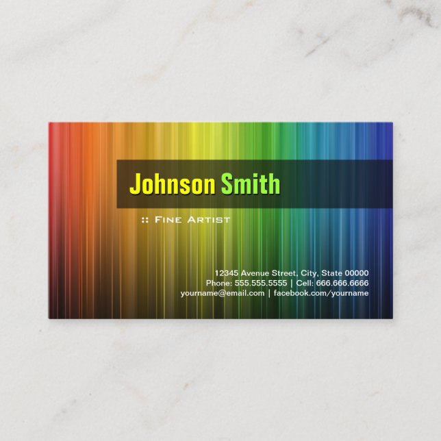 Fine Artist - Stylish Rainbow Colours Business Card (Front)