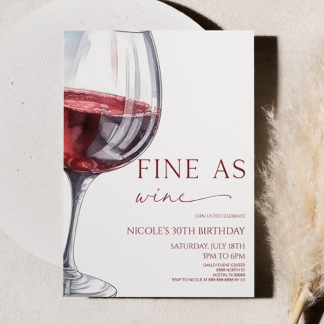 Fine As Wine Elegant Red Wine Birthday Party Invitation (Creator Uploaded)